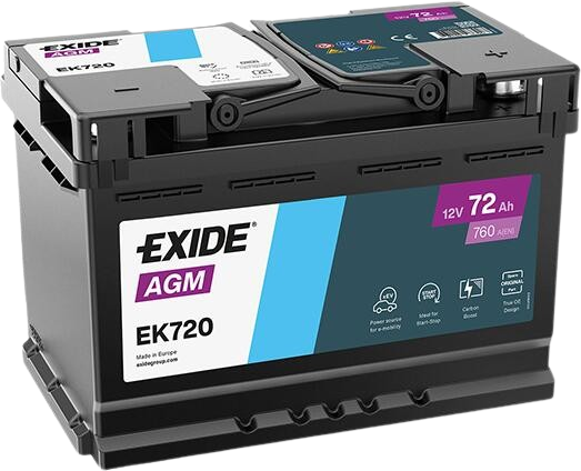 Exide Premium EK720 12V 72Ah AGM D+ (Start-Stop Akumulator)